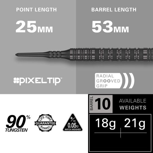 Target Darts Bolide Void 10 21G 90% Tungsten Soft Tip Darts Set