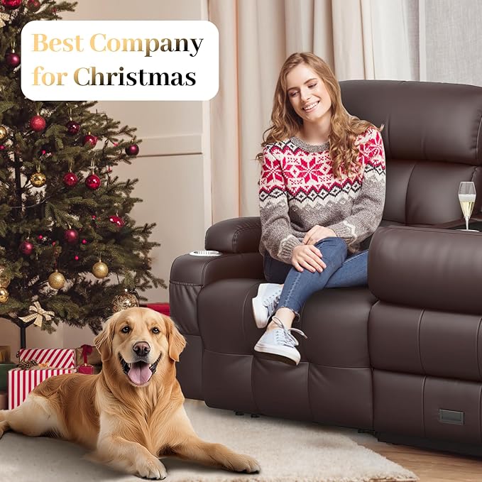 Aotolo Recliner Sofa, Massage Reclining Sofa 3 Seater Sets Heavy Weight Capacity, RV Loveseat Couch Clearance with Flip Back Console, Storage, Cup Holders, Wall Hugger Reclining Couch for Living Room
