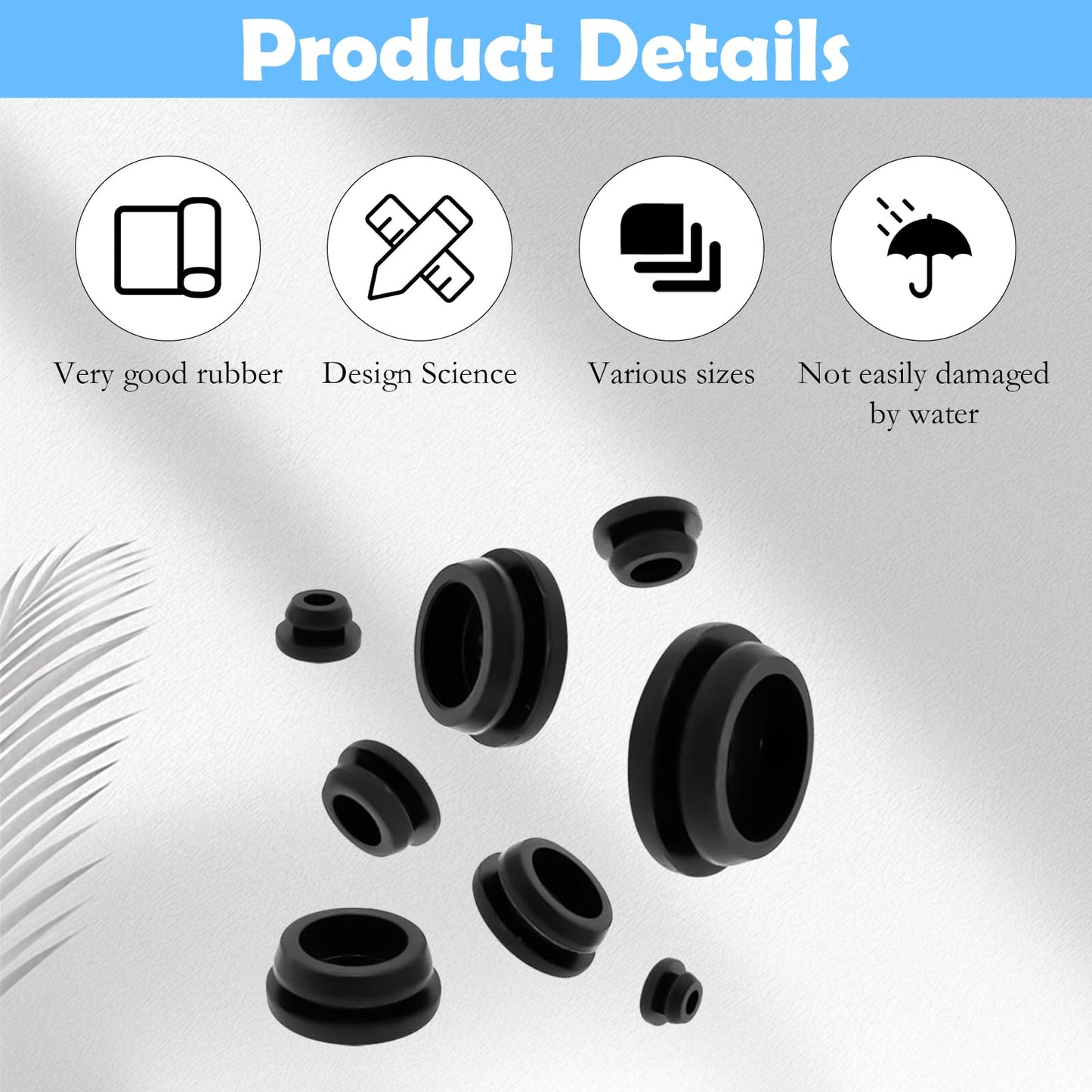 125Pcs Black Rubber Plug Box, Various Sizes of Round Hole Silicone Tool, Rubber Plugs for Round Holes, Silicone Plugs Suitable for Car Wiring Furniture