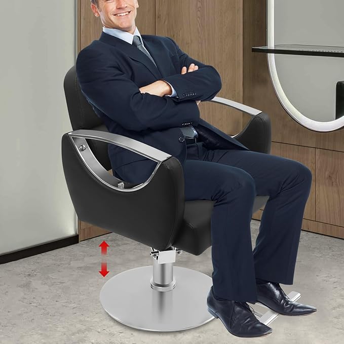 Barber Chair Salon Chair for Hair Stylist Adjustable Hydraulic Styling Chair with 360 Degrees Rolling Swivel for Salon Barbershop Tattoo Shampoo Beauty Equipment, Black