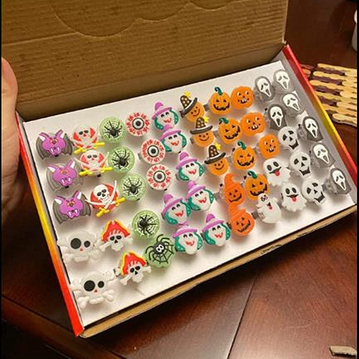 Halloween Light Up Rings 50Pcs Halloween Party Favors Light Up Toys luminous Flash Finger LED Ring Blinking Jelly Rubber Ring for Kids Adults