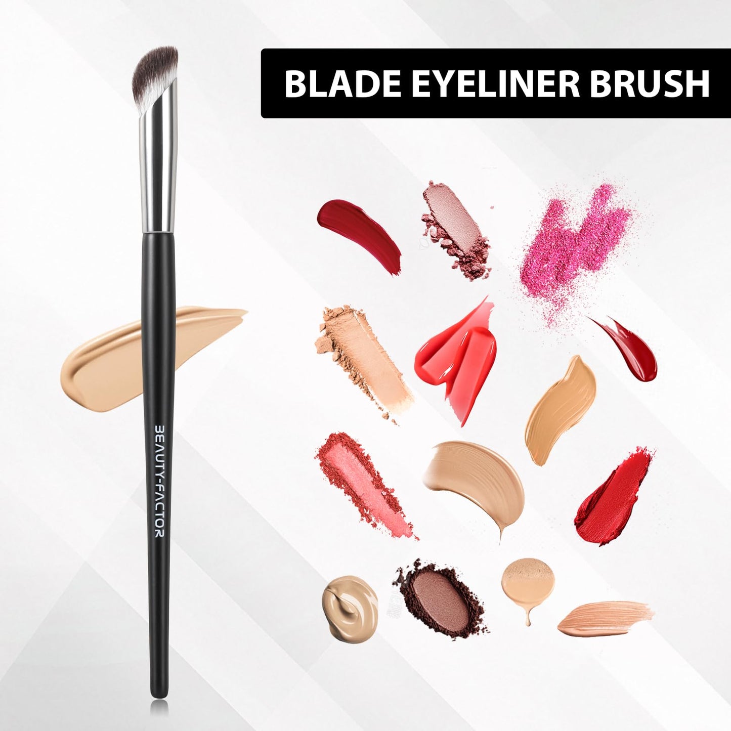 BEAUTYFACTOR Concealer Brush Under Eye, Angled Nose Contour Brush Small Precision Foundation Brushes - Synthetic Bristles for Ey