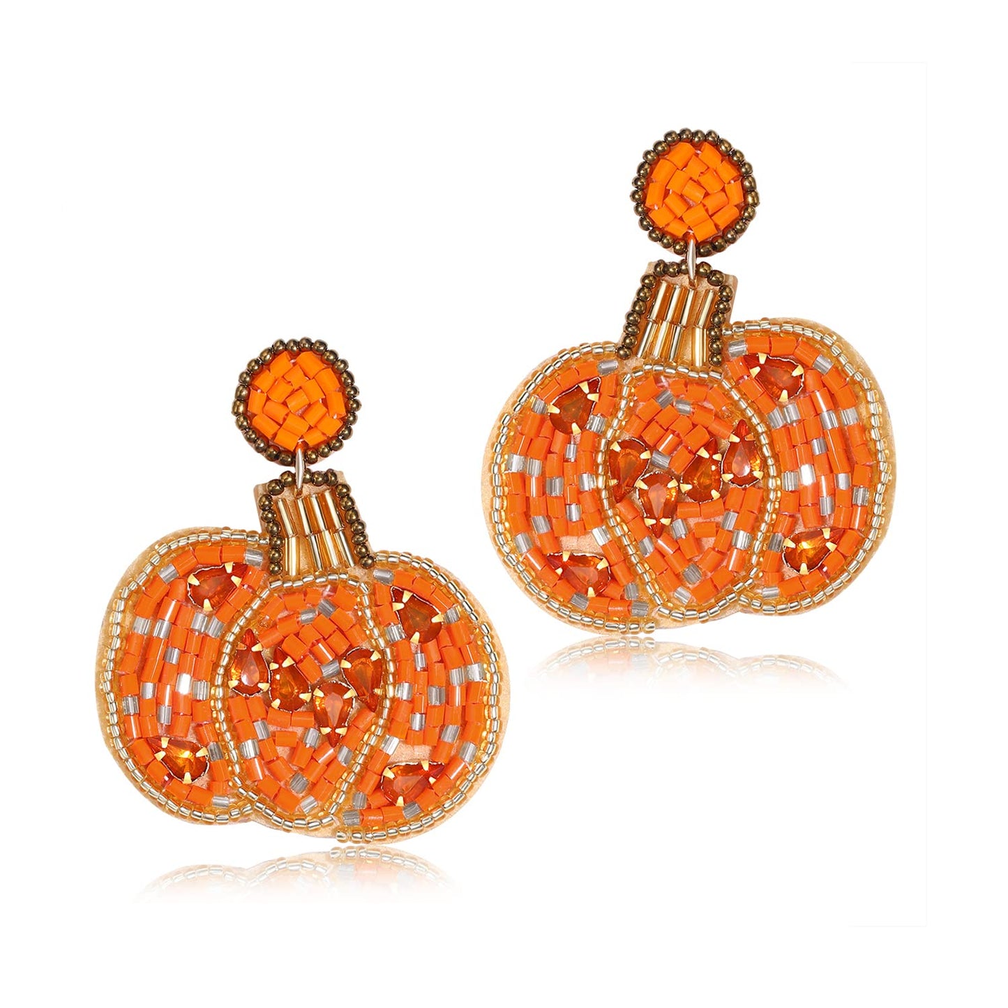 Halloween Earrings for Women Cute Pumpkin Ghost Beaded Dangle Earrings Statement Spooky Skull Witch Hat Boo Trick Treat Earrings