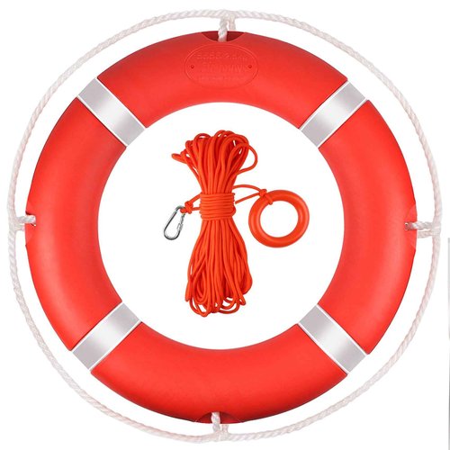 Life Ring, 28" Boat Safety Throw Rings, Life Preserver Ring with 98.5 FT Floating Rescue Rope