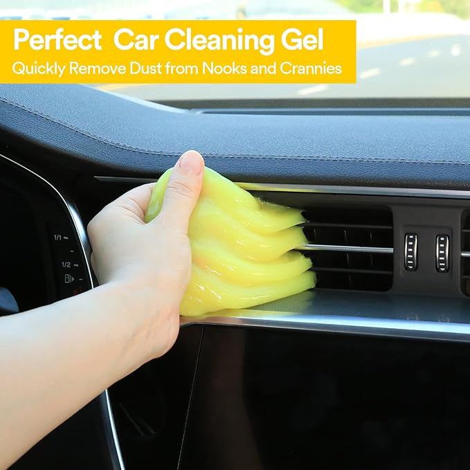PULIDIKI Car Cleaning Gel Detailing Kits Car Putty Auto Detail Tools Car Interior Cleaner Slime Car Accessories Stocking Stuffers Gifts for Men Women Teens White Elephant Gifts Adult Yellow (2Pack)