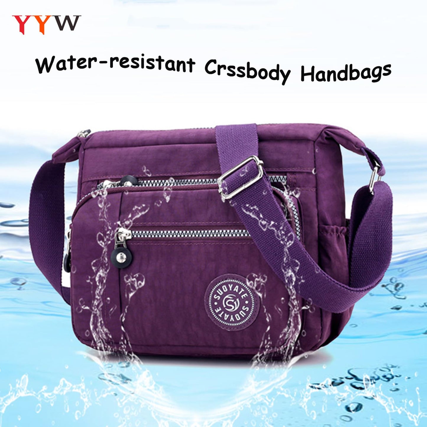 Crossbody Bag for Women Canvas Messenger Bag Waterproof Lightweight Shoulder Handbags with Multi Pocket Adjustable Strap for Daily Use Work Travel (Beige)