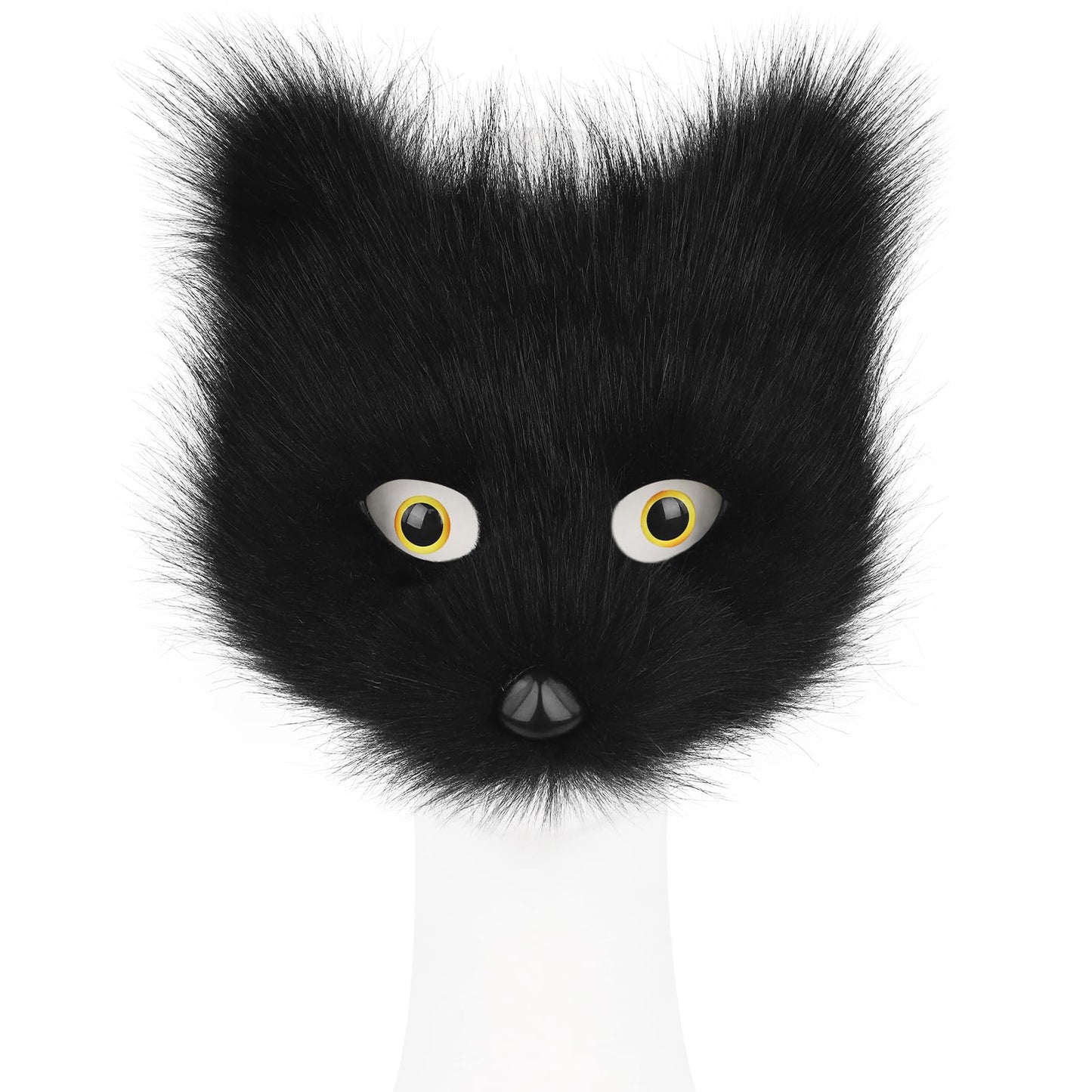 COSYEARS Faux Fur Fox Tail Cat Mask Paw Gloves and Leather Choker Costume Accessories Set for Halloween Cosplay Parties