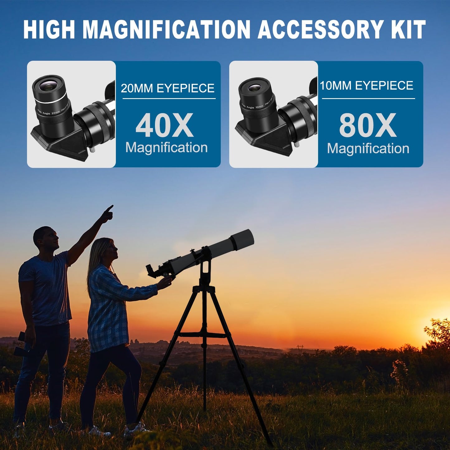 90mm Aperture 800mm Refractor Telescope for Adults High Powered Telescopes for Astronomy Beginners – Professional AZ Mount Tripod, HD Optics, Phone Adapter