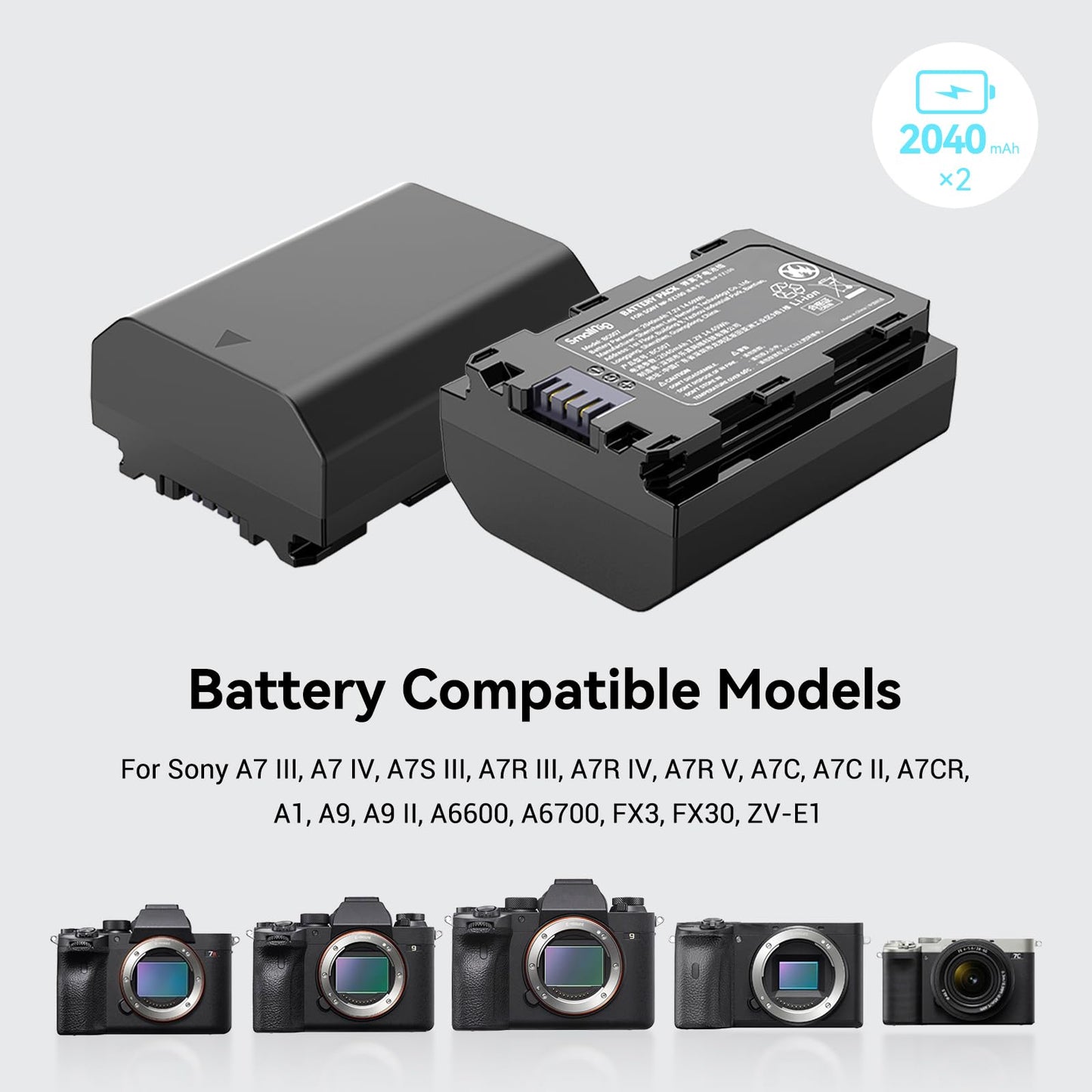 Smallrig Replacement Camera Battery Charger Set For Np-Fz100 A7 Iv, A7R V, A7S Iii, Double Slot Battery Charger For Sony A7R Iv,