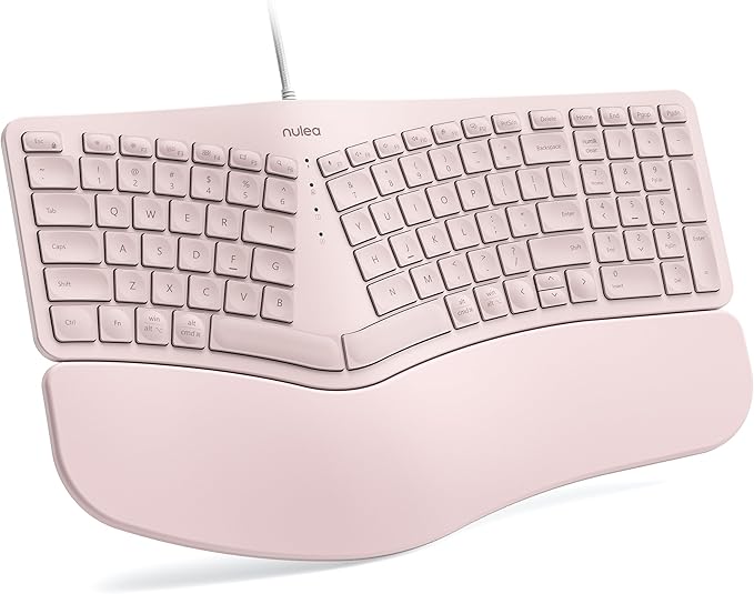 Nulea RT05C Wired Ergonomic Keyboard, Split Keyboard with Cushioned Wrist Rest, Adjustable Tilt Legs, Plug and Play, USB C...