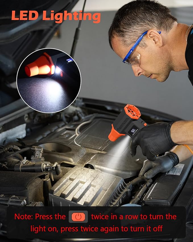 Compressed Air Duster, 120,000RPM Electric Air Duster, 4 Speeds Powerful Brushless Motor with LED Light, Rechargeable Cordless Air Blower for Christmas, Computer, Keyboard, Car, Home
