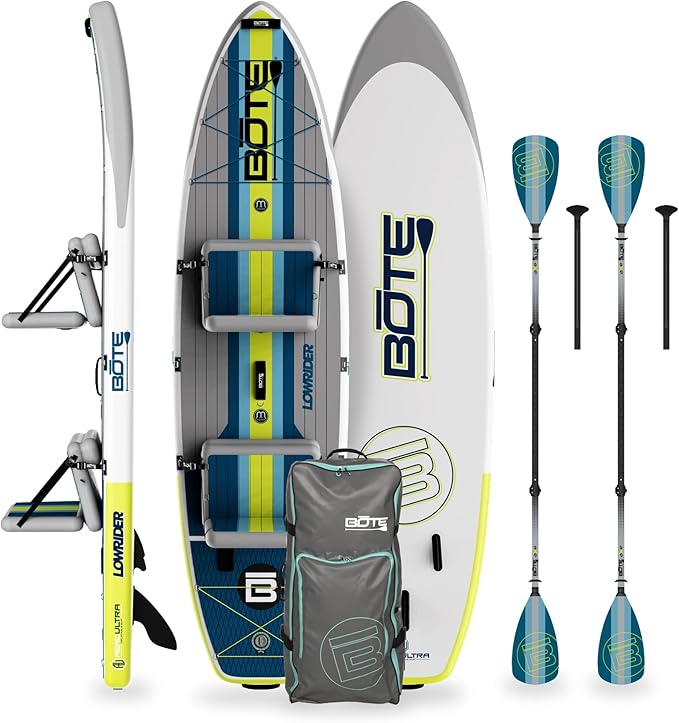 BOTE Low Rider Aero Inflatable Stand Up Paddle Board MAGNEPod Blow Up iSUP Convertible Seat Included Adults Kids Family Fr...