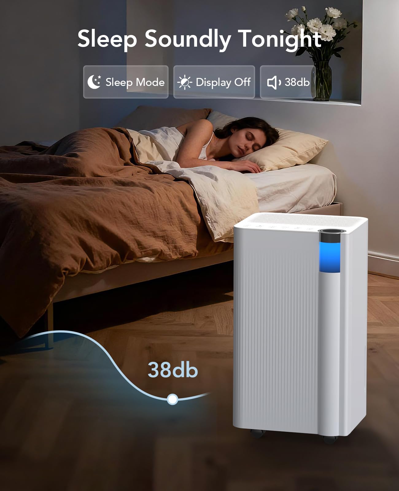 1500 Sq.Ft Dehumidifier for Basement with Drain Hose, 20 Pints Dehumidifiers for Home Large Room Bathroom Bedroom, 3 Modes, Smart Humidity Control, Sleep Mode, Auto Defrost, 24H Timer