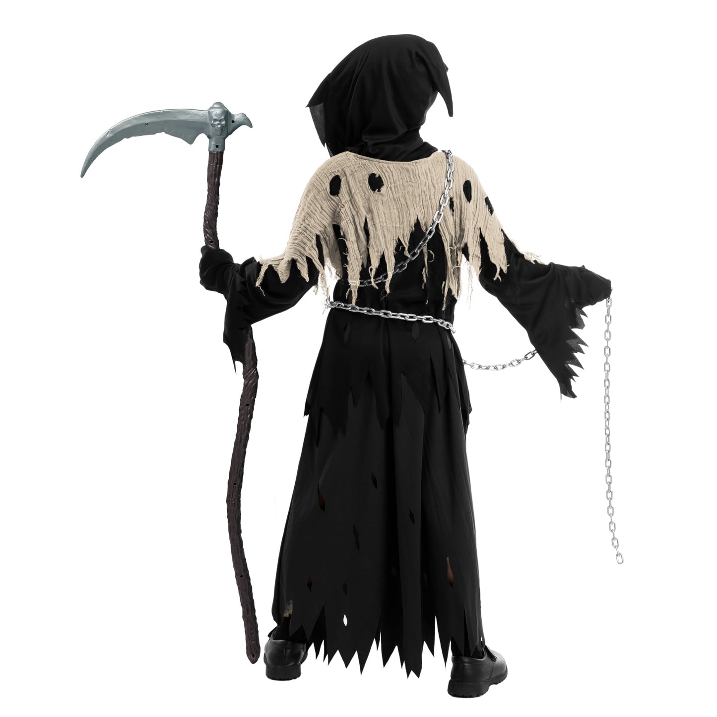 Spooktacular Creations Glowing Eyes Grim Reaper Costume for Kids, Halloween Costume for Boys, Halloween, Dress-up Party-Brown