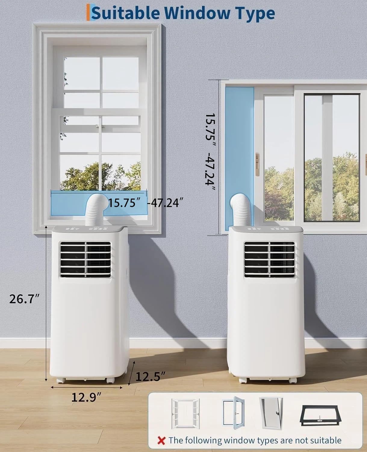 Garvee 3-in-1 Portable Air Conditioner, 8,000 BTU Portable AC Unit with Cooling, Dehumidifier & Fan for Rooms up to 350 sq.ft with Remote Control, Sleep Mode, 24H Timer & Window Kit