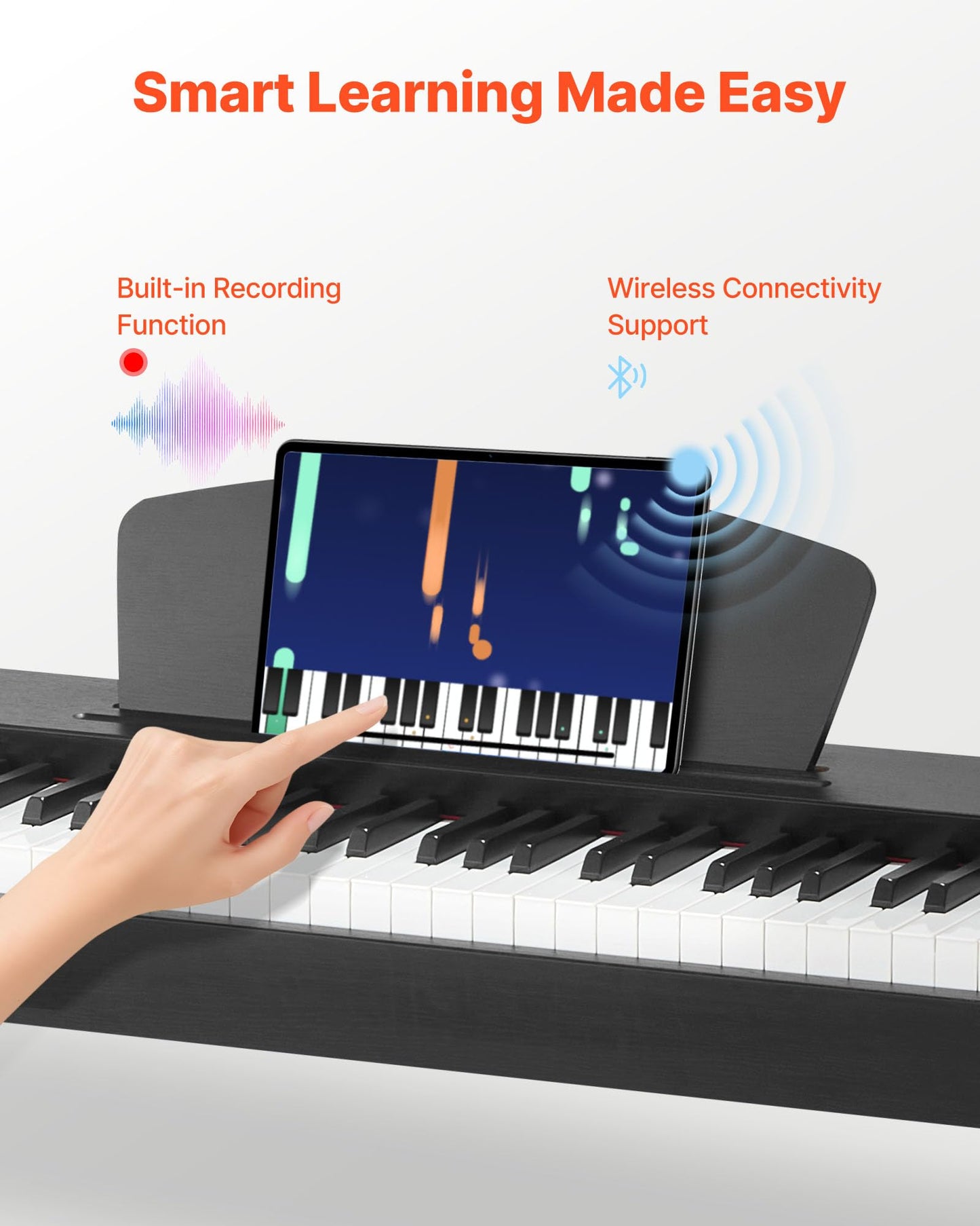 Vevor Weighted Digital Piano, 88 Keys Fully Weighted, Electric Piano Dual Keyboard & Speakers, With Sustain Pedal, Recording Fun