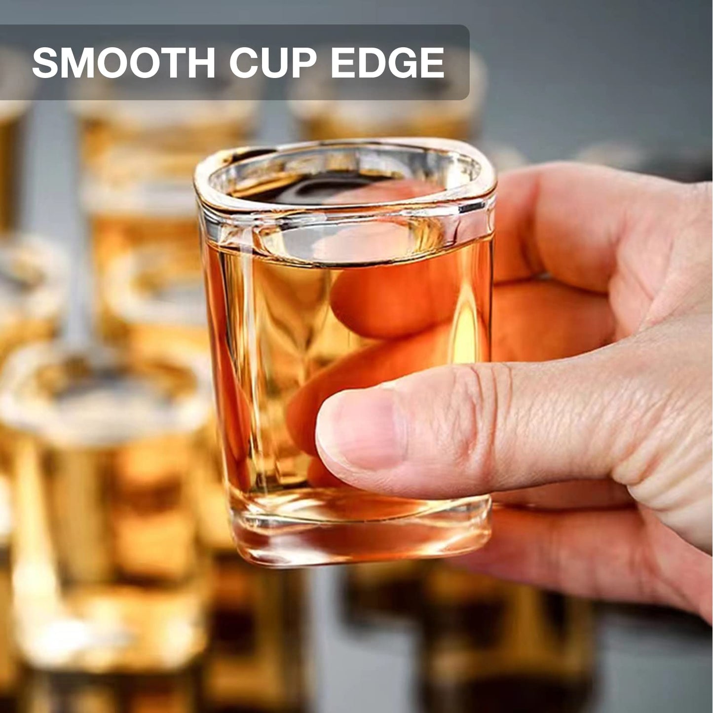 Hlukana 6 Pack Heavy Base Shot Glasses Set, 2.2 oz Clear Tequila Square Shot Glass Bulk, Espresso Shot Glass for Vodka, Whiskey, Tequila, Espressos, Spirits & Liquors