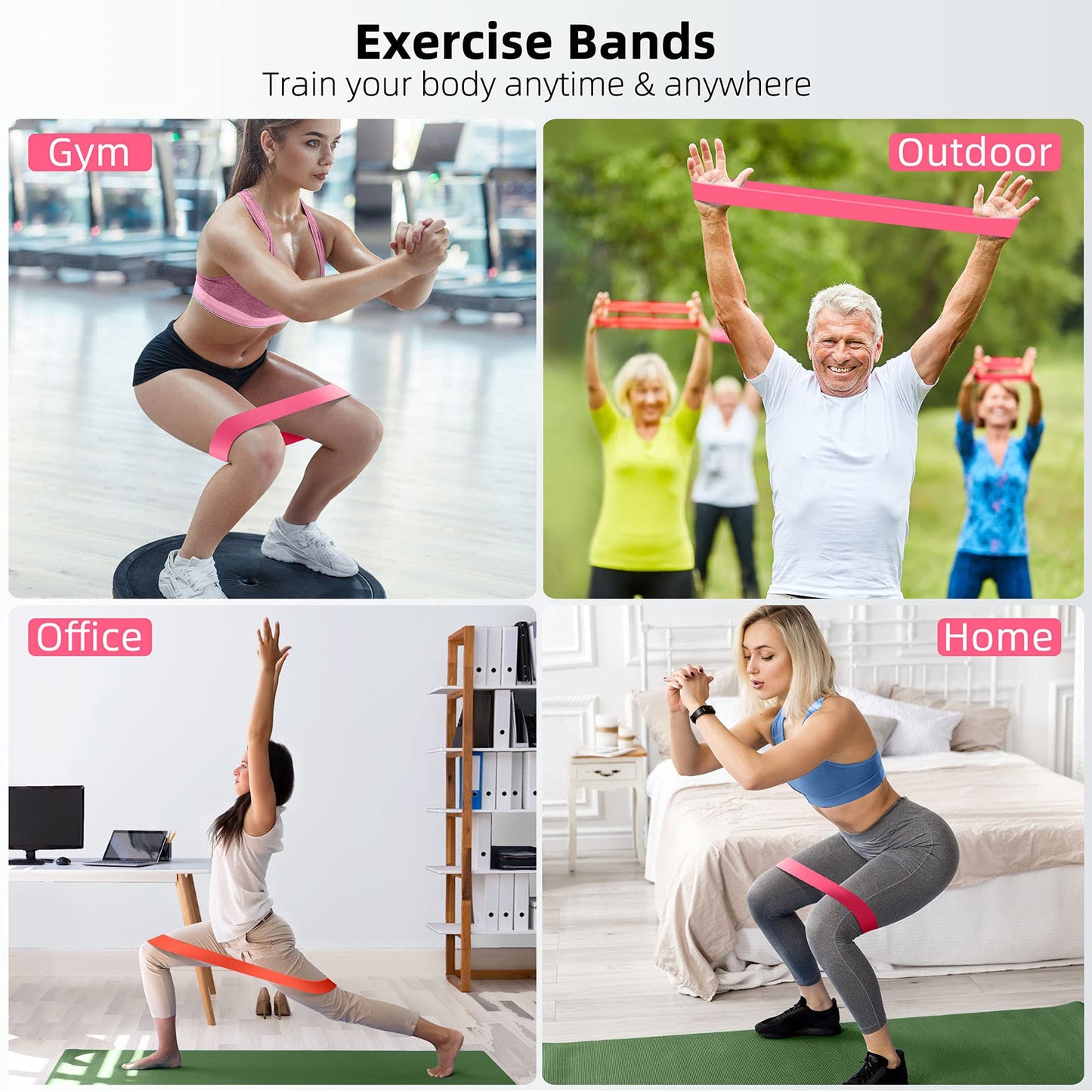 Resistance Bands for Working Out, Elastic Exercice Loop Bands for Physical Therapy, Yoga Starter Set of Stretch Bands for Booty Legs, Pilates Flexbands