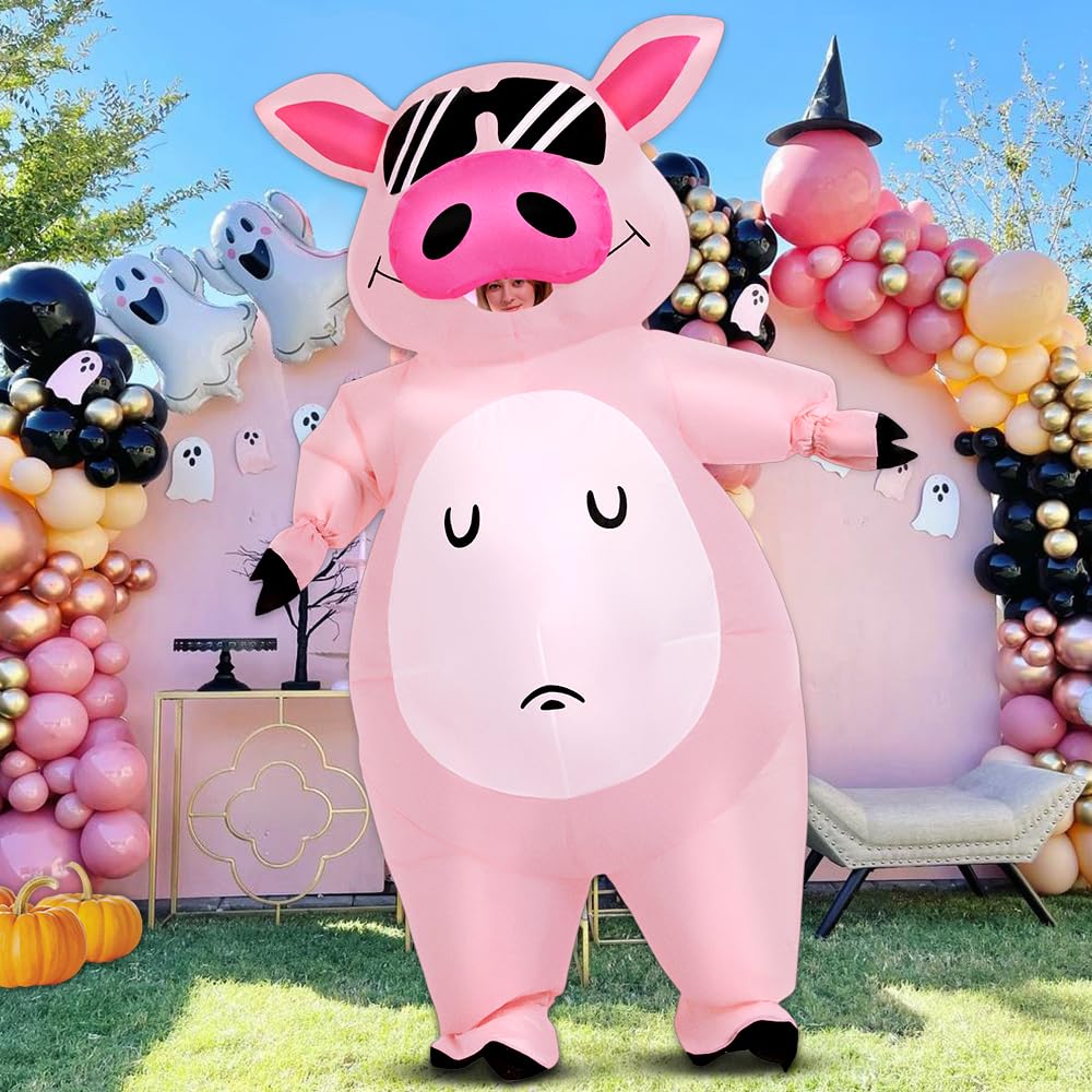 KOOY Inflatable Pig Costume, Pig Costume Adult Inflatable Costumes Adult Size Full Body Blow up Costumes for Adults Women Men Inflatables Fancy Funny Suit for Halloween Party