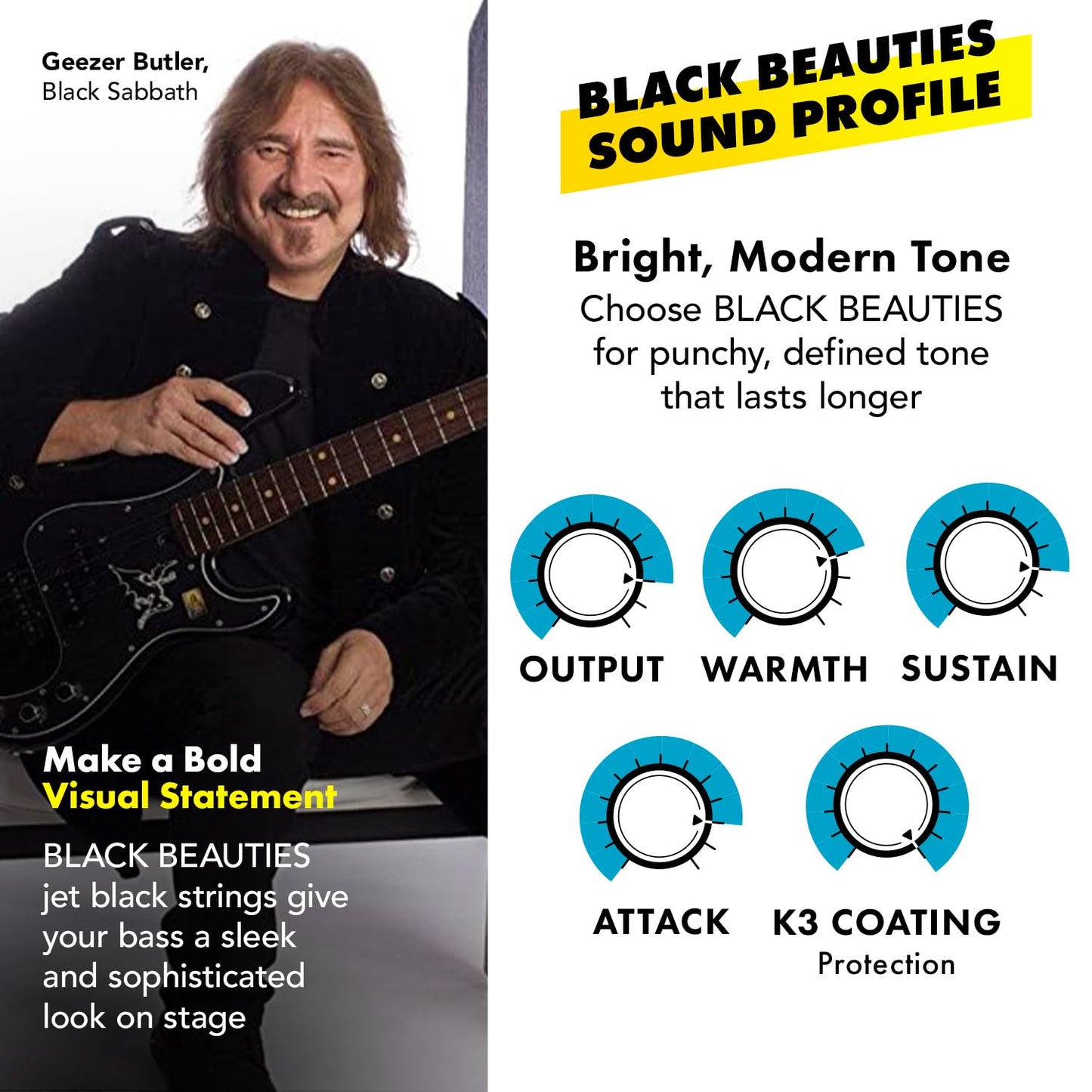 Dr Strings - Black Beauties - Bass Guitar Strings 4-String Set - Light 40-100 - Black Bass Guitar Sting (Bkb-40)