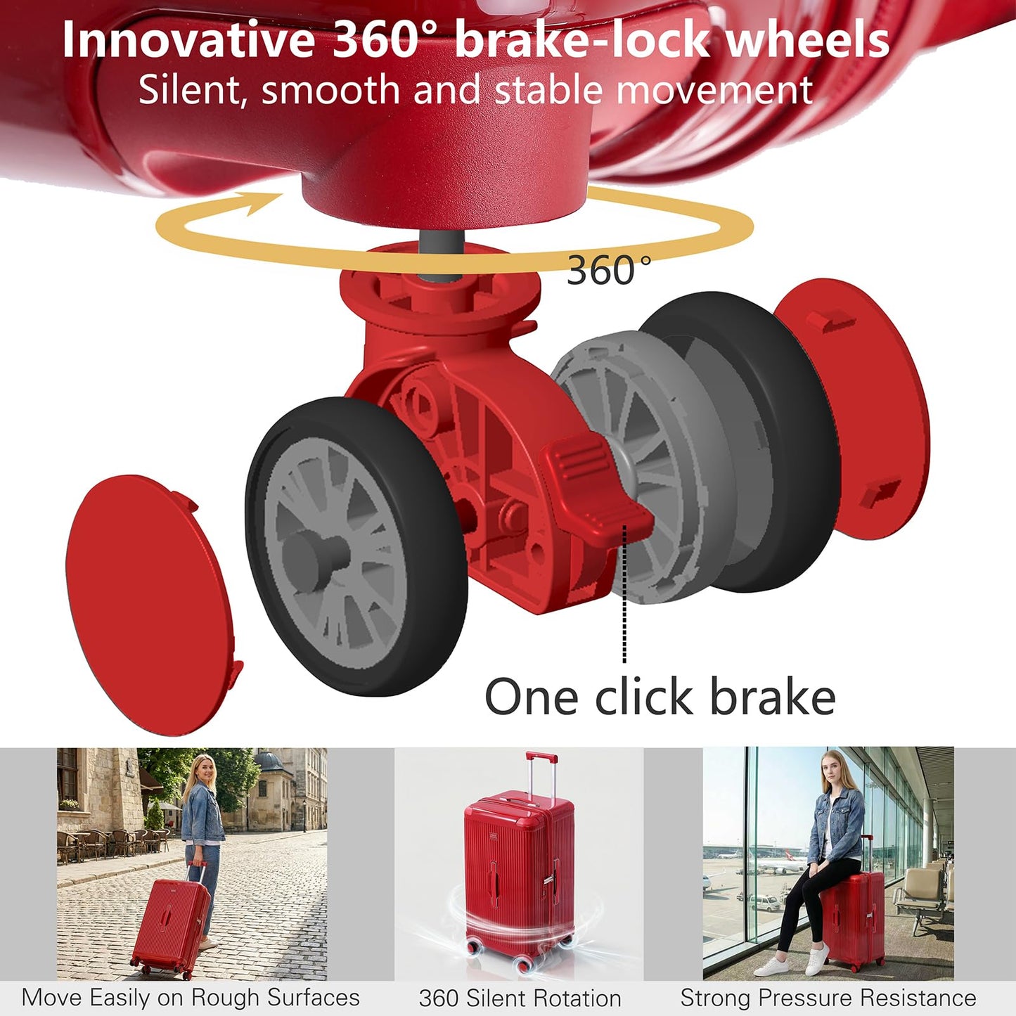 LIGHTGO 2 Piece Set Ultra-Lightweight PC+ABS Suitcase with TSA Lock & Quiet 360°Wheels, 20/26/30 Inch Expandable Luggage, Smart Organizer with Magical Divider & Waterproof Zone(Brilliant Red)