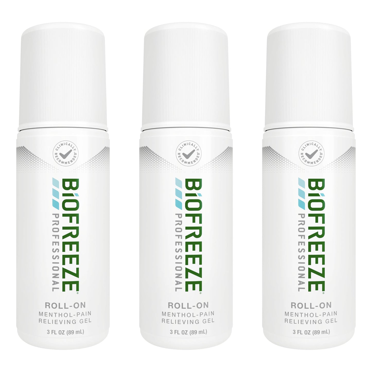 Biofreeze Professional Pain Relief Roll On for Knee, Neck, Hip, Joint, & Shoulder, Simple Backache Pain Reliever, Sore Muscle Relief, Roll-On Menthol Gel 3 Fl Oz (Pack of 3)