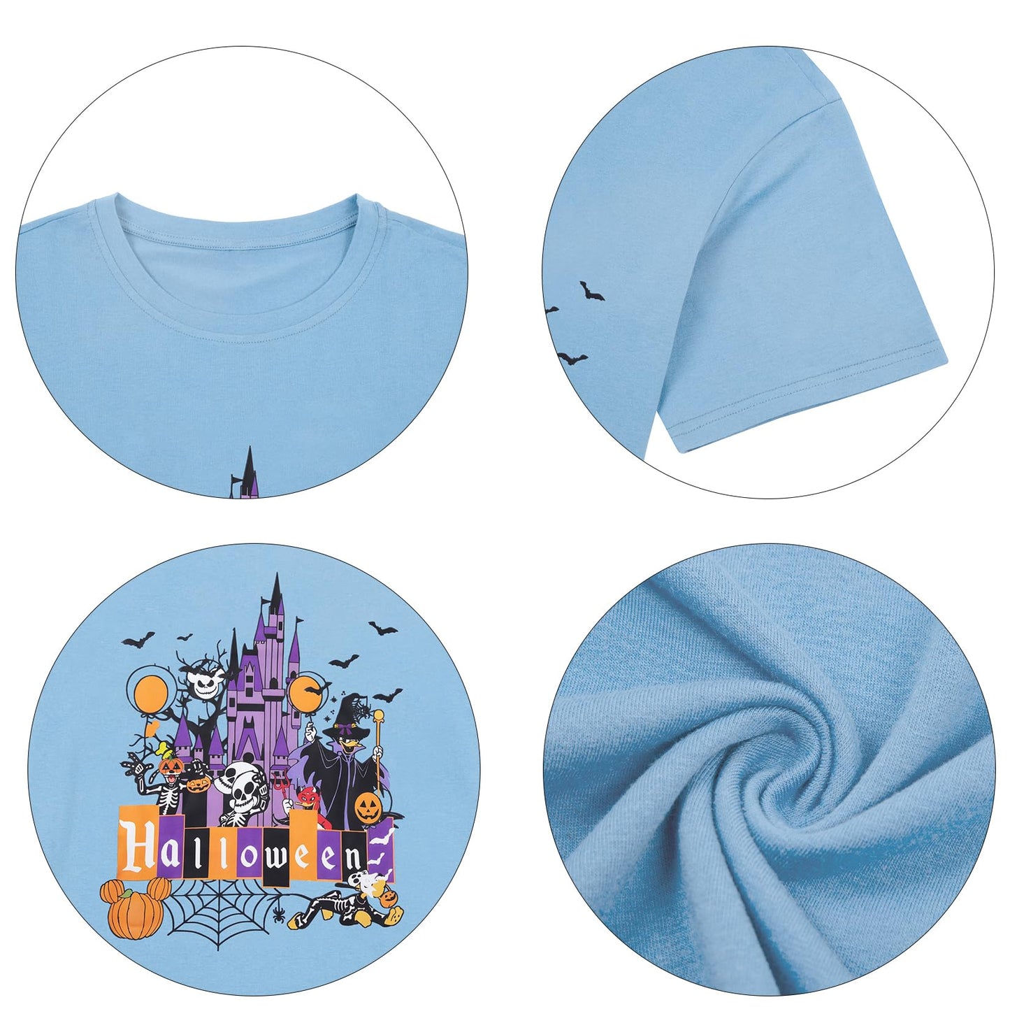 Halloween Ghost Shirts: Magic Kingdom Shirt Women Funny Magic Castle T Shirt Spooky Season Halloween Short Sleeve Tees Blue