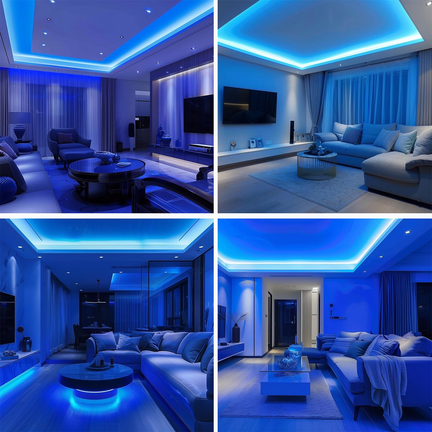 TOPAI 12V COB LED Strip Light Blue Waterproof IP65 16.4ft/5M 480LEDs/M Dotless High Density Self Adhesive Cuttable Flexibl LED Tape Light for Cabinet Home DIY Lighting Projects