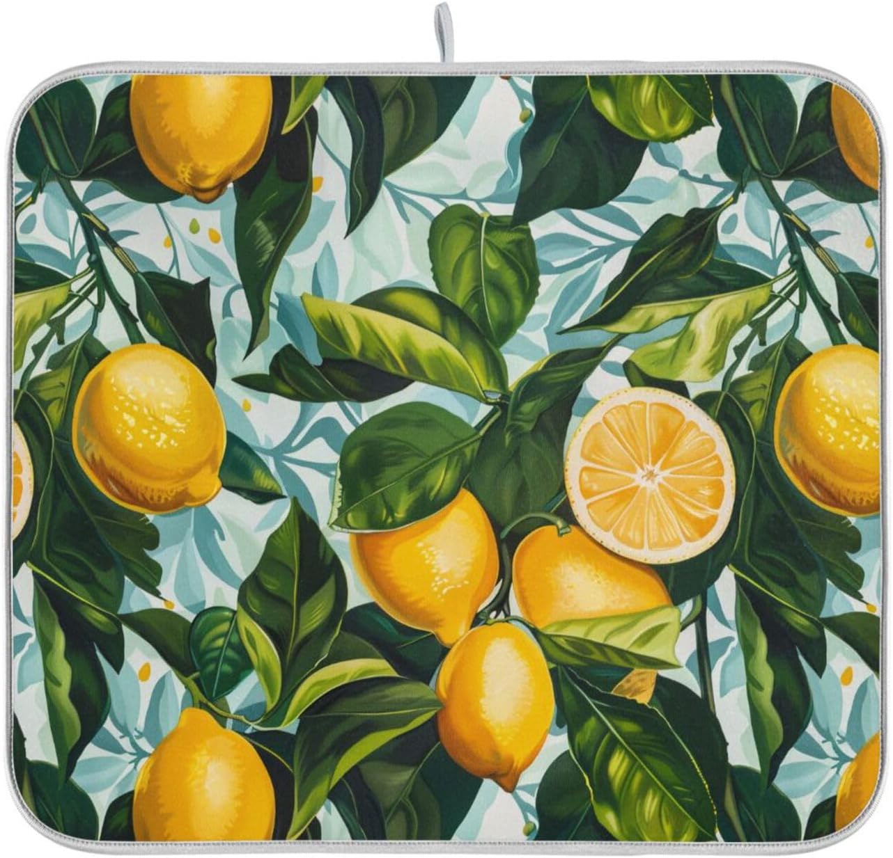 ALAZA Dish Drying Mat, Lemon Leaves Absorbent Dish Drying Pads for Kitchen Countertop 16 x 18 inches