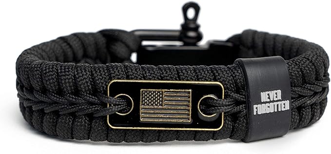 Hero Company Never Forgotten Paracord Bracelet - Tactical Survival Bracelet for Men with Bronze USA Flag - Helps Pair Mili...