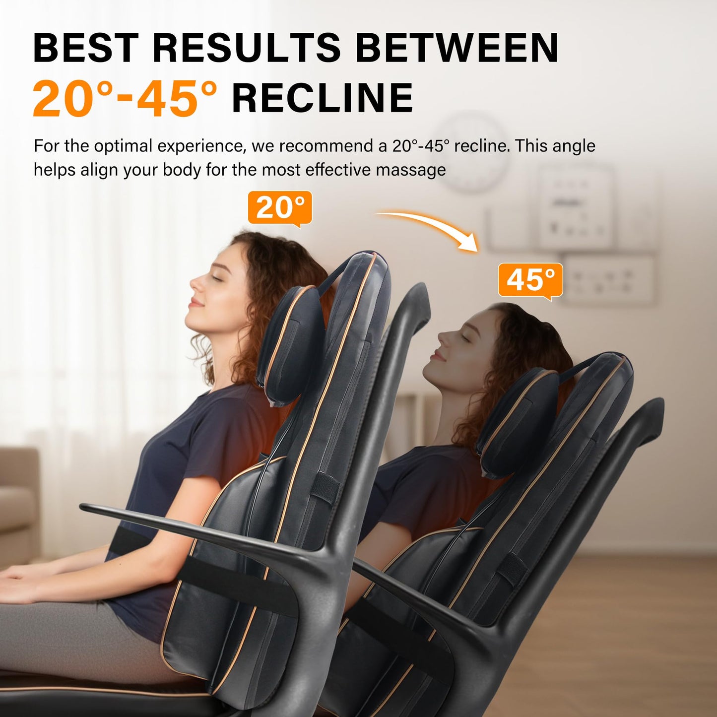 Shiatsu Neck Back Massager Chair Cushion w/heat - Full-Back Massage Cushion with Kneading, Rolling, Vibration- Adjustable Neck Height & Intensity - Heated Seat for Home & Office for Holiday Gift