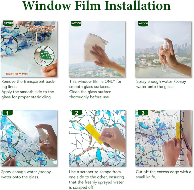 Window Privacy Film Home Room Bathroom Spring Decor Car Decorations One Way Privacy Window Clings Decals Tint Door Cover Rainbow Renter Friendly Stickers Static Cling Stained Glass Windows