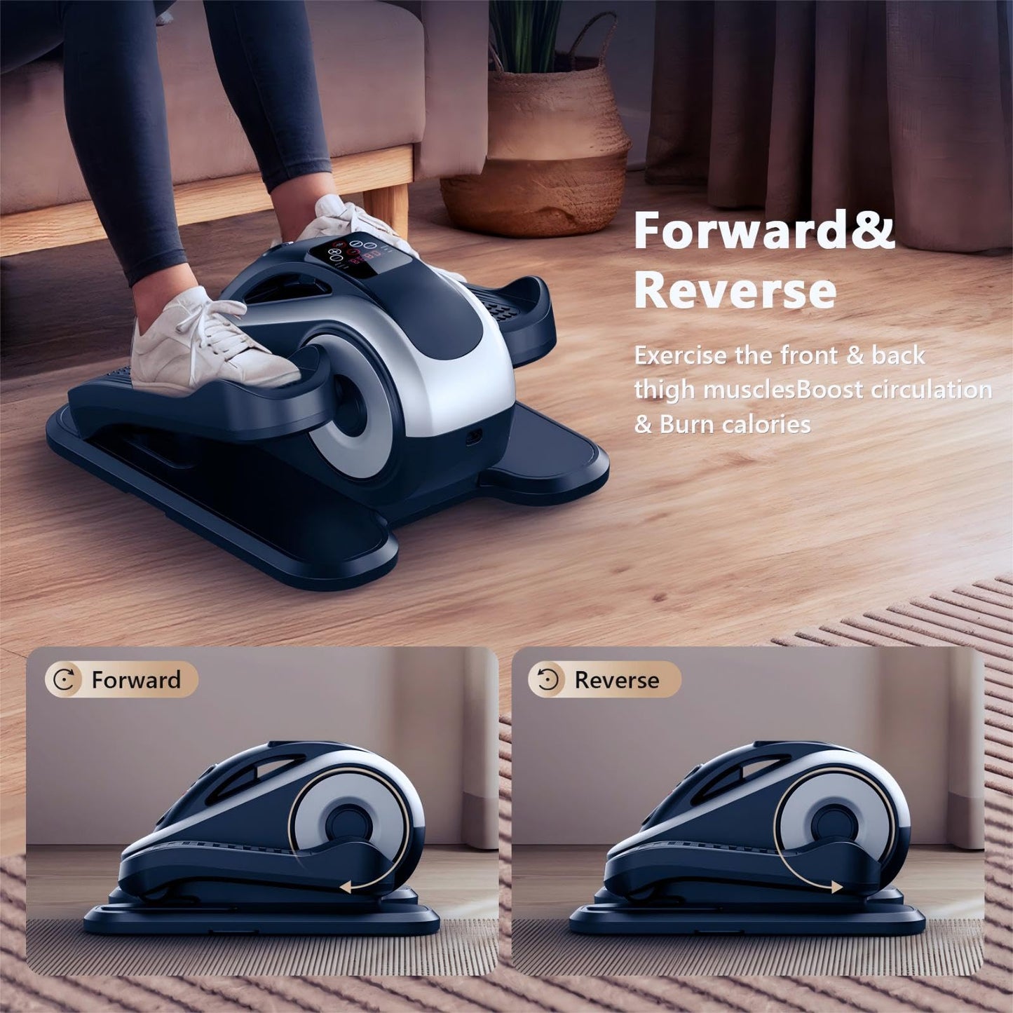 LVPIMAN Large Size Under Desk Elliptical Machine,Electric Leg Exerciser for Seniors,12 Adjustable Speeds&12 Modes with Remote Control,Elastic Rope,Manual&Auto Mode for Home Office
