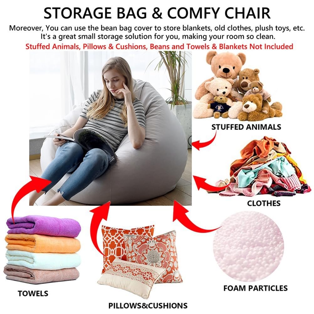 JnyDydm Kids' Bean Bag Chairs Cover Waterproof Technology Cloth Beanbag Case (No Beans) Sofa Lazy Sack for Kids, Adults, Couples - Bean Bag Chair,Blue,100 * 120cm