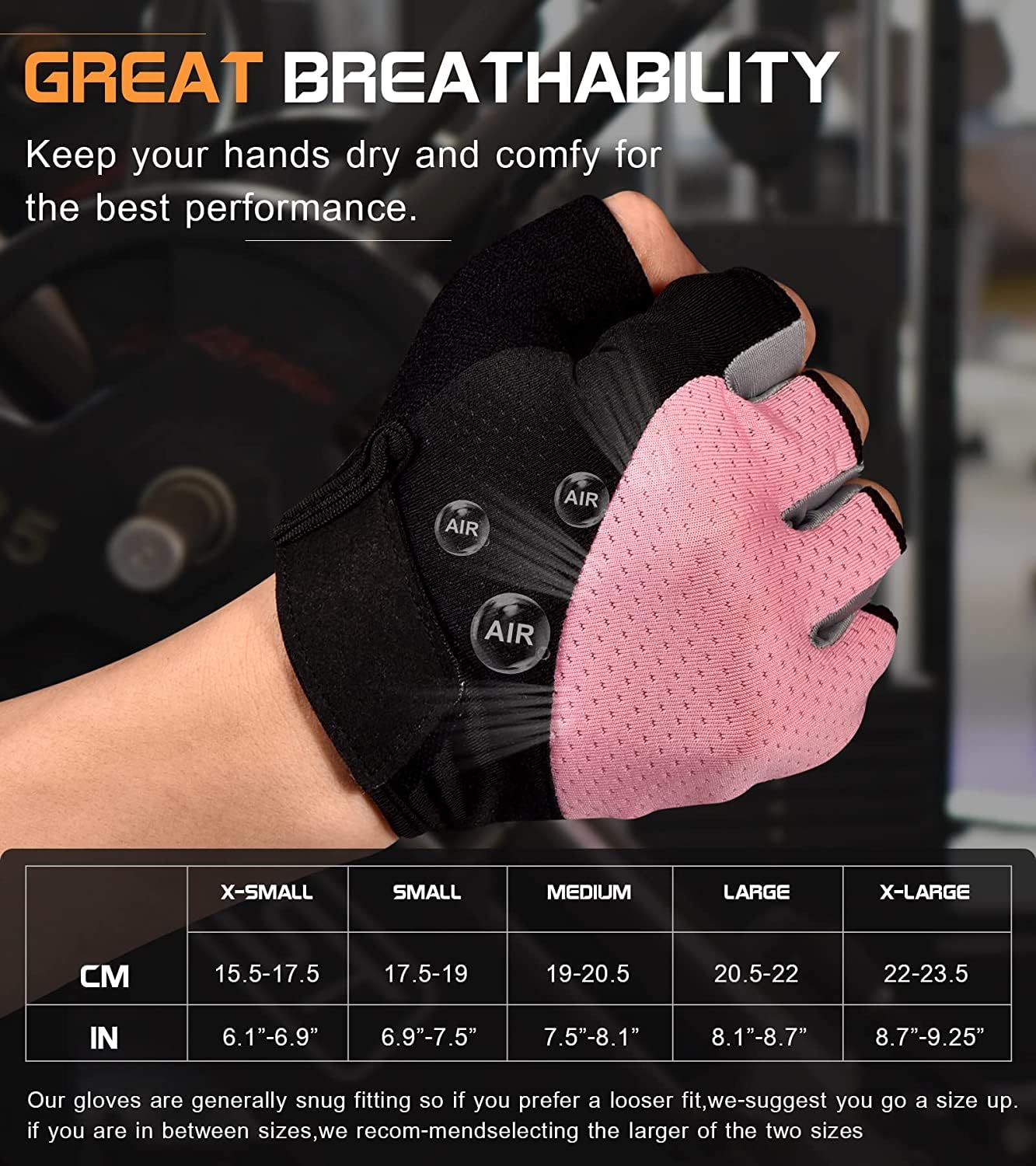 Sunnex Gym Gloves - Fingerless, Breathable Workout Gloves for Weightlifting, Sports Training