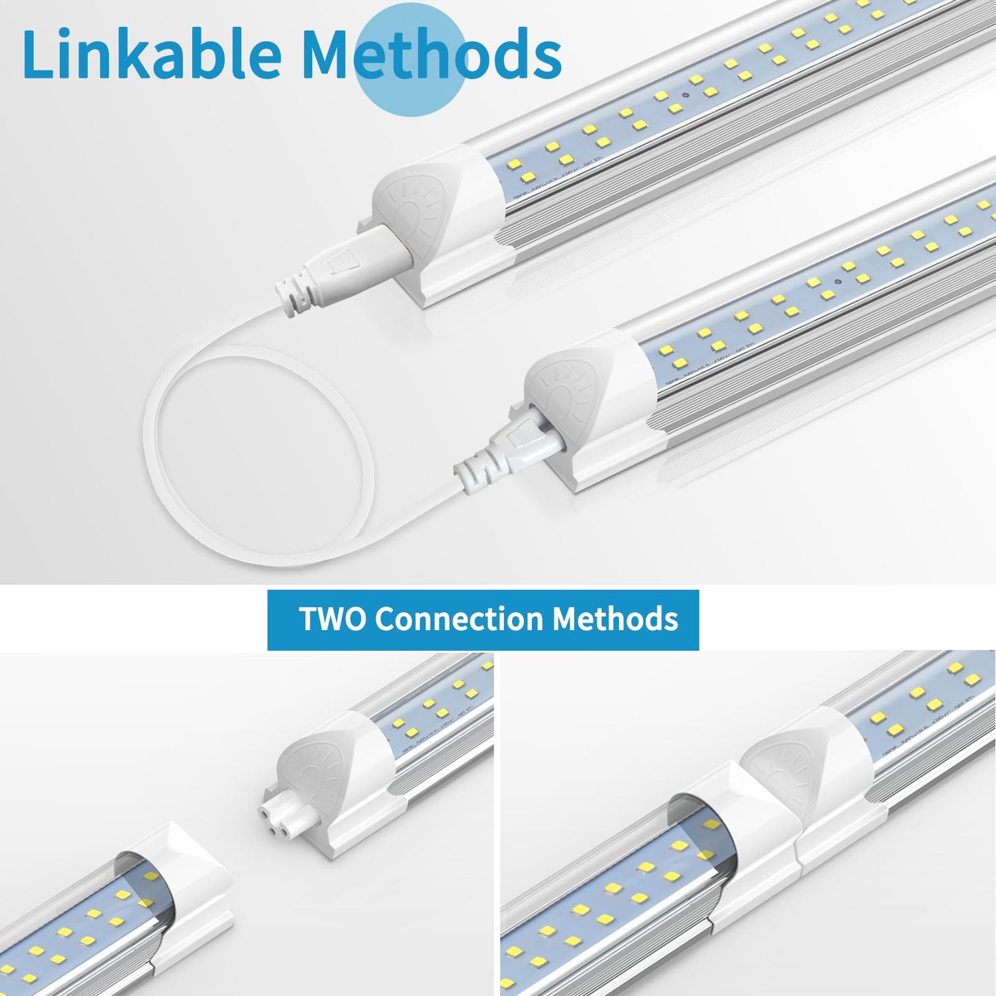 SHOPLED 8FT LED Shop Light, 72W 9360LM 6000K Cool White, T8 LED Tube Lights Fixture, High Output, 8 Foot Shop Lights for Garage, Workshop, Warehouse, Plug and Play, 25 Pack