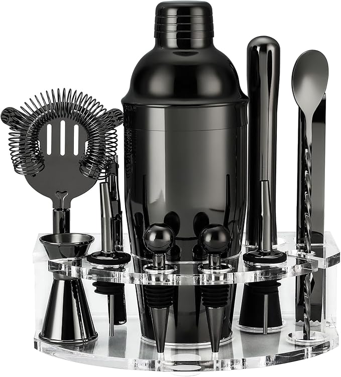 Bartender Kit Cocktail Shaker Set, Stainless Steel Cocktail Kit with 12 Piece Bar Accessories, 25oz Shaker Bar Set Drink M...