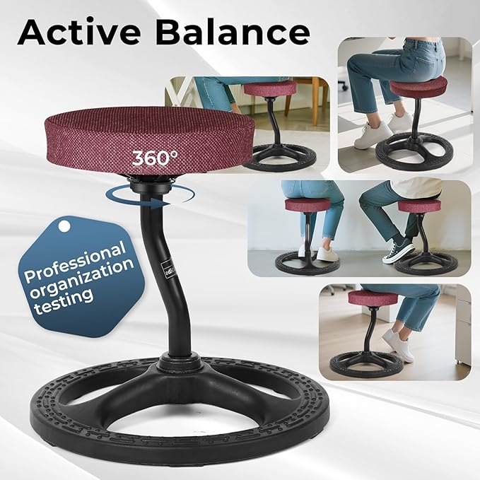 Upaloop ADHD Chair for Kids, Yoga Chairs for Adults, Wobble Stool Active Flexible Seating Desk Chair with Non-Slip Base and Washable Seat Cover for Stability, Balance, Yoga, Office, School, Classroom