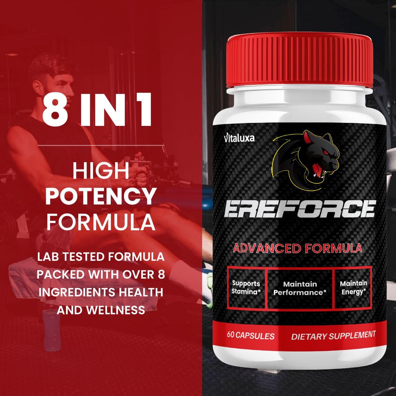 Ereforce Capsules, Ereforce Men's Supplement Performance Eforce Blend Maximum Strength Support, Ere Force Pills Premium Daily Energy Advanced Formula Overall Health Wellness Reviews (60 Capsules)