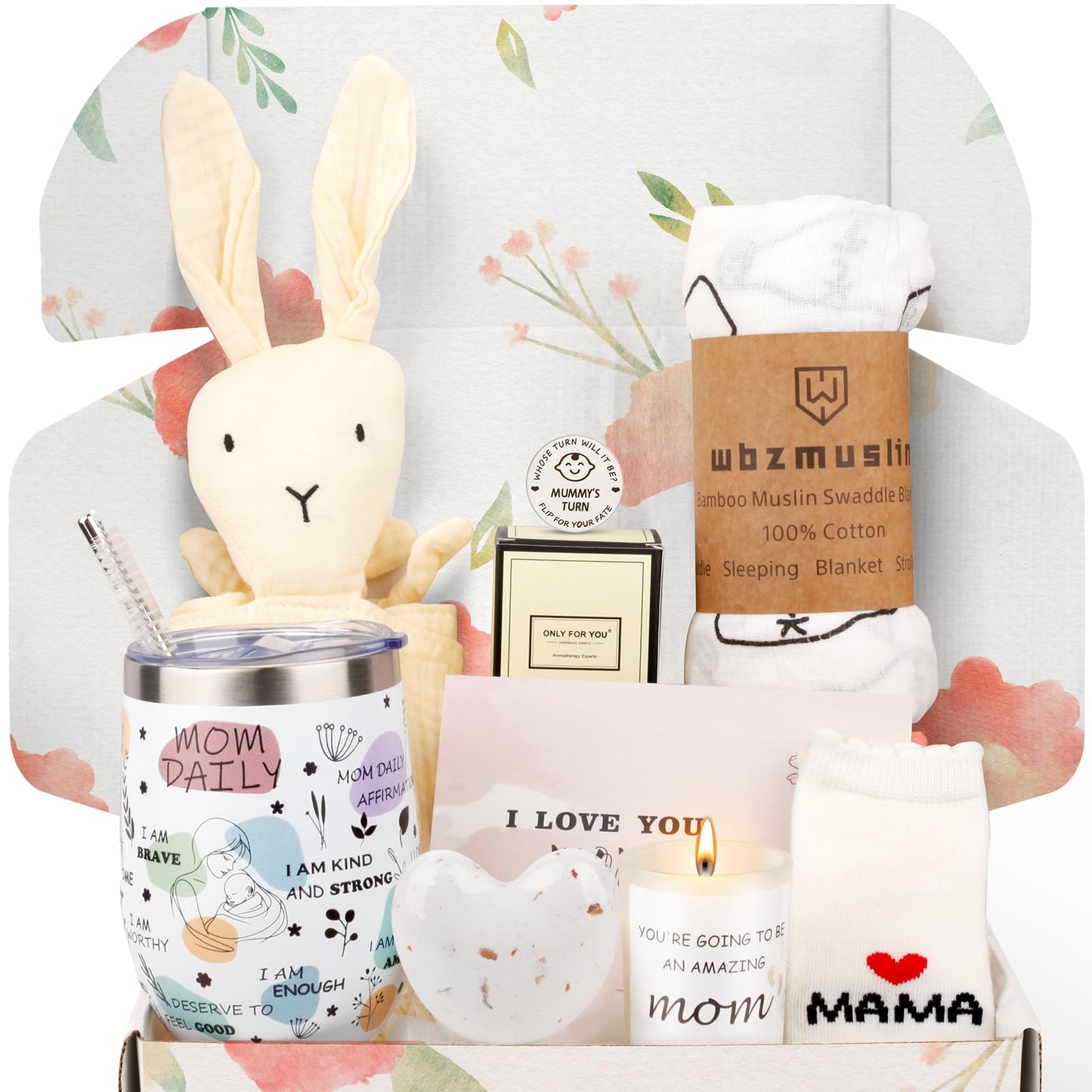 New Mom Gifts - 9PCS New Mom Care Package After Baby, Baby Gifts for Girls, First Time Mom Essentials, New Mom Gifts for Women After Birth, Pregnancy Gifts for Women and Baby