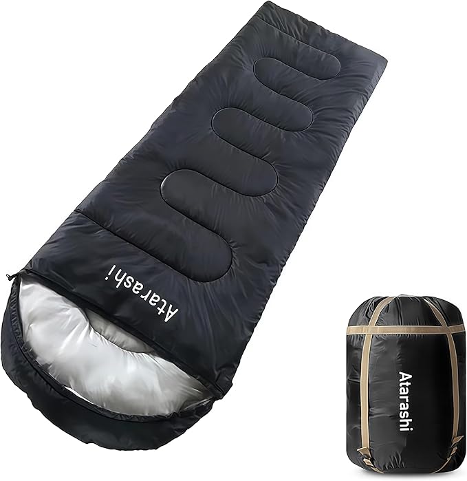 Atarashi Camping Sleeping Bag- 4 Seasons for Adults, Light, Warm, Extra-Large with Compression Sack- Great for Hiking, Bac...