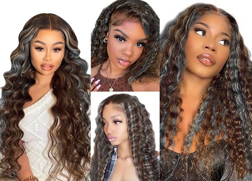 Giginger Bundles Human Hair P4/GREY 20 22 24 inch Deep Wave Human Hair Bundles Highlight Chocolate Grey Unprocessed Quick Weave Soft Sewn In Hair Extensions for Black Women