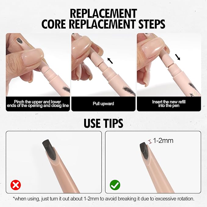 Anglicolor Microblading Eyebrow Pen, Liquid Eyebrow Pen, Square Angled Eyebrow Brush Natural Hair-Like Brow, Long-Lasting, Waterproof Eye brow Pencil for Women and Girls Makeup (04 Black)
