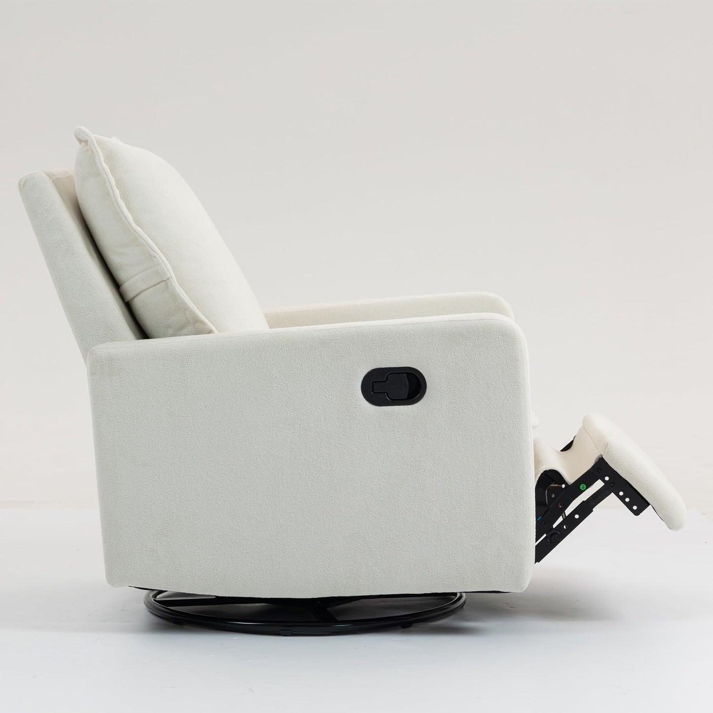 ERYE Modern Lounge Reclining Chair Boucle Upholstered Glider Rocker Chair Manual Recliner Armchair Nursery Armchair with Footrest Pedal for Home Bedroom Living Room