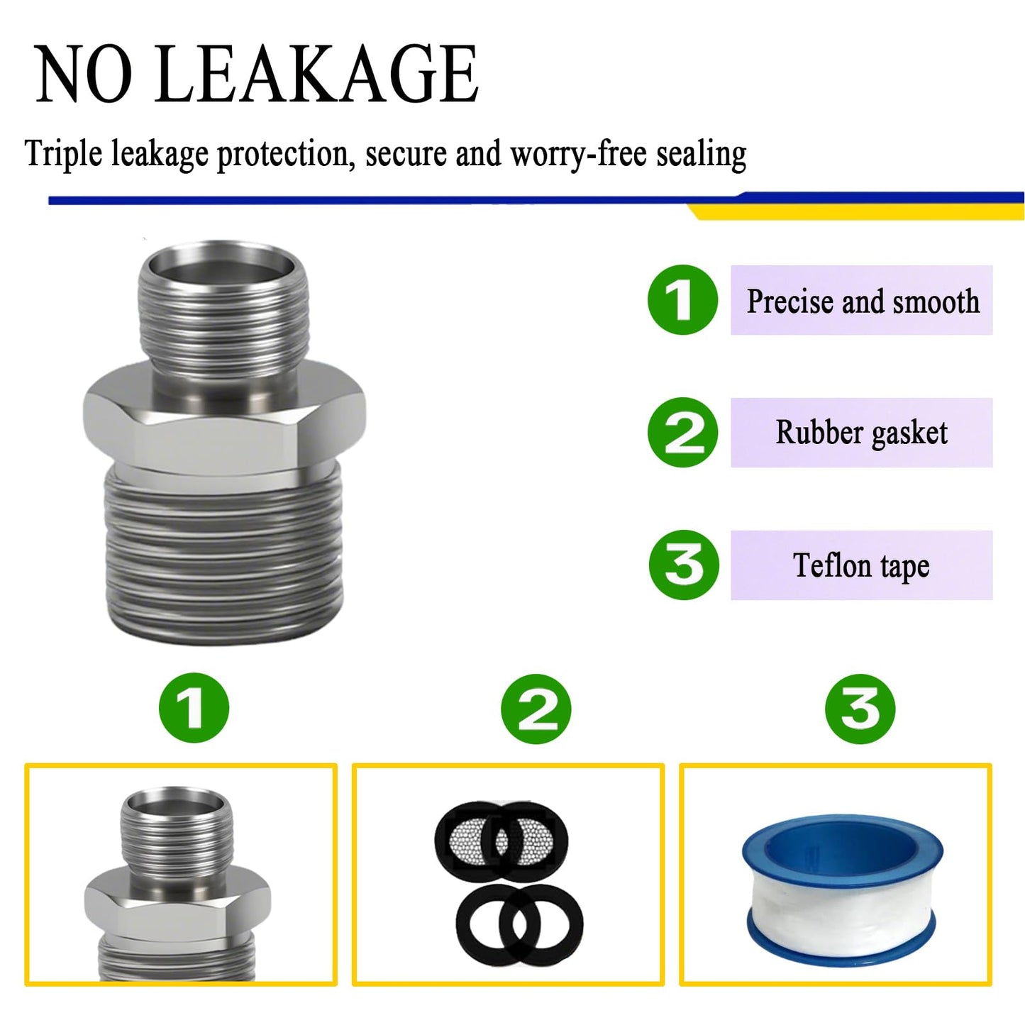 ENCMY 1/2 to 3/8 Water Line Adapter, Brass Compression reducer faucet fitting, 3/8 Male to 1/2 Male Water Hose Adapter for RV Kitchen, Pipe Connector with Teflon Tape and Filter gasket (2-Pack)