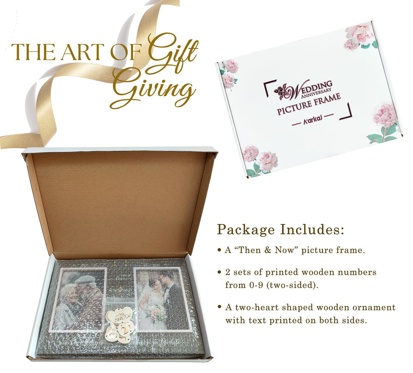 A'arkaJ Anniversary Wedding Gifts for Couple Parents Wife Husband. (1-99) Years Then & Now Anniversary Picture Frames(3 Options).