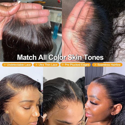MSGEM 13x6 Lace Frontal Body Wave HD Transparent Frontal Ear to Ear 13x6 Lace Frontal Closure With Baby Hair Free Part 100% Virgin Human Hair Closure Natural Hairline 150% Density 18inch