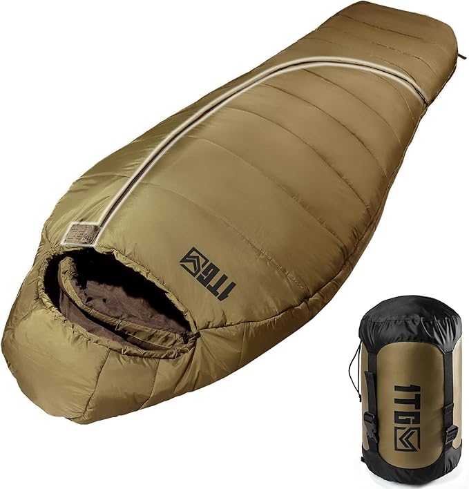 Sleeping Bag for Adults, 25-36℉Cold Weather Mummy Sleeping Bag, Lightweight 3–4 Season Winter Sleeping Bag with Adjustable...