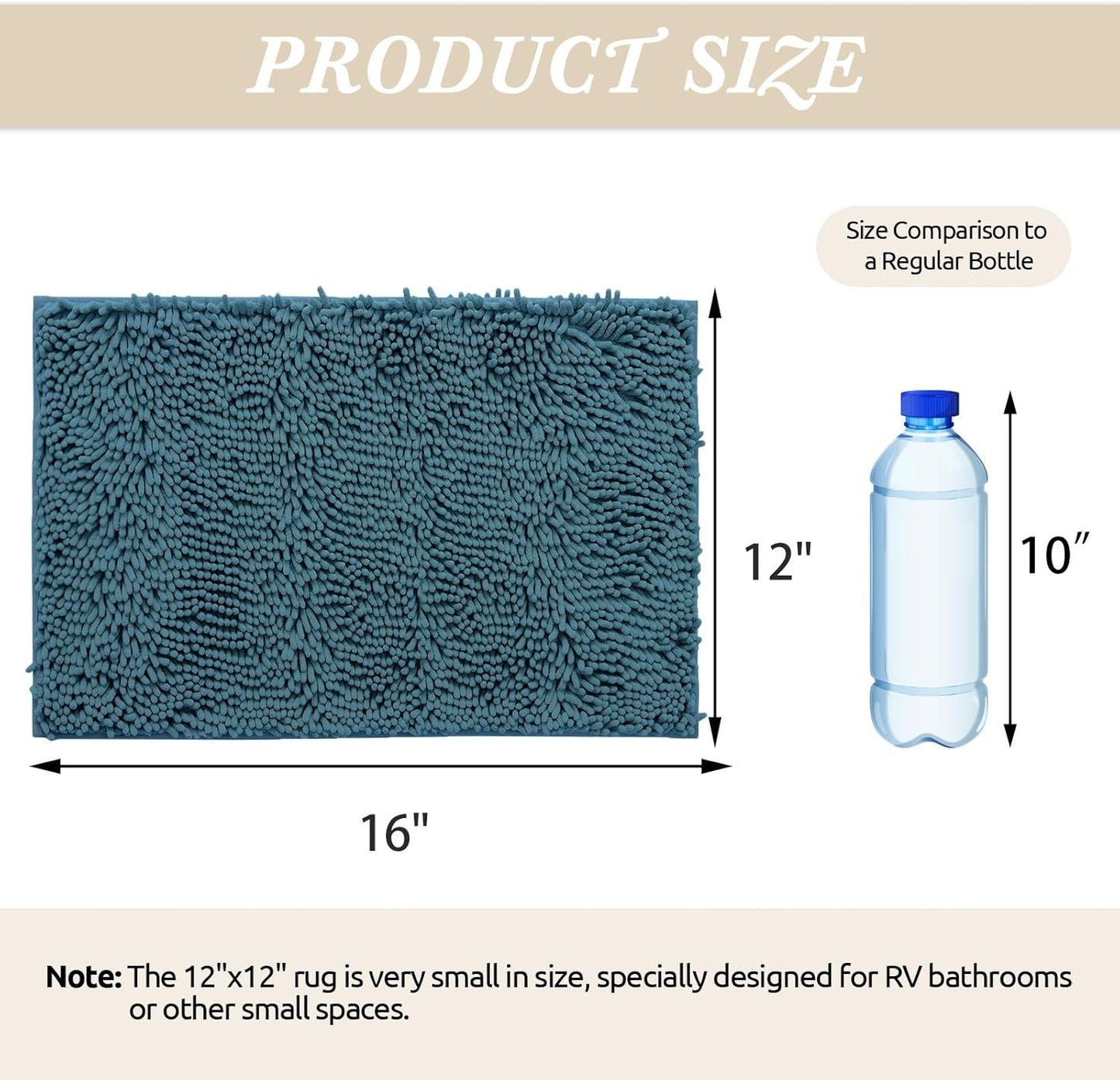 Non-Slip Bath Rug,Extra Soft Microfiber Bedroom Shag Carpet with Anti-Slip Backing,Water/Dust Absorbent Fast Dry Shower Mat,Sound Insulated Stairs Pad,Machine Washable (Turquoise,12 x 16 Inches)