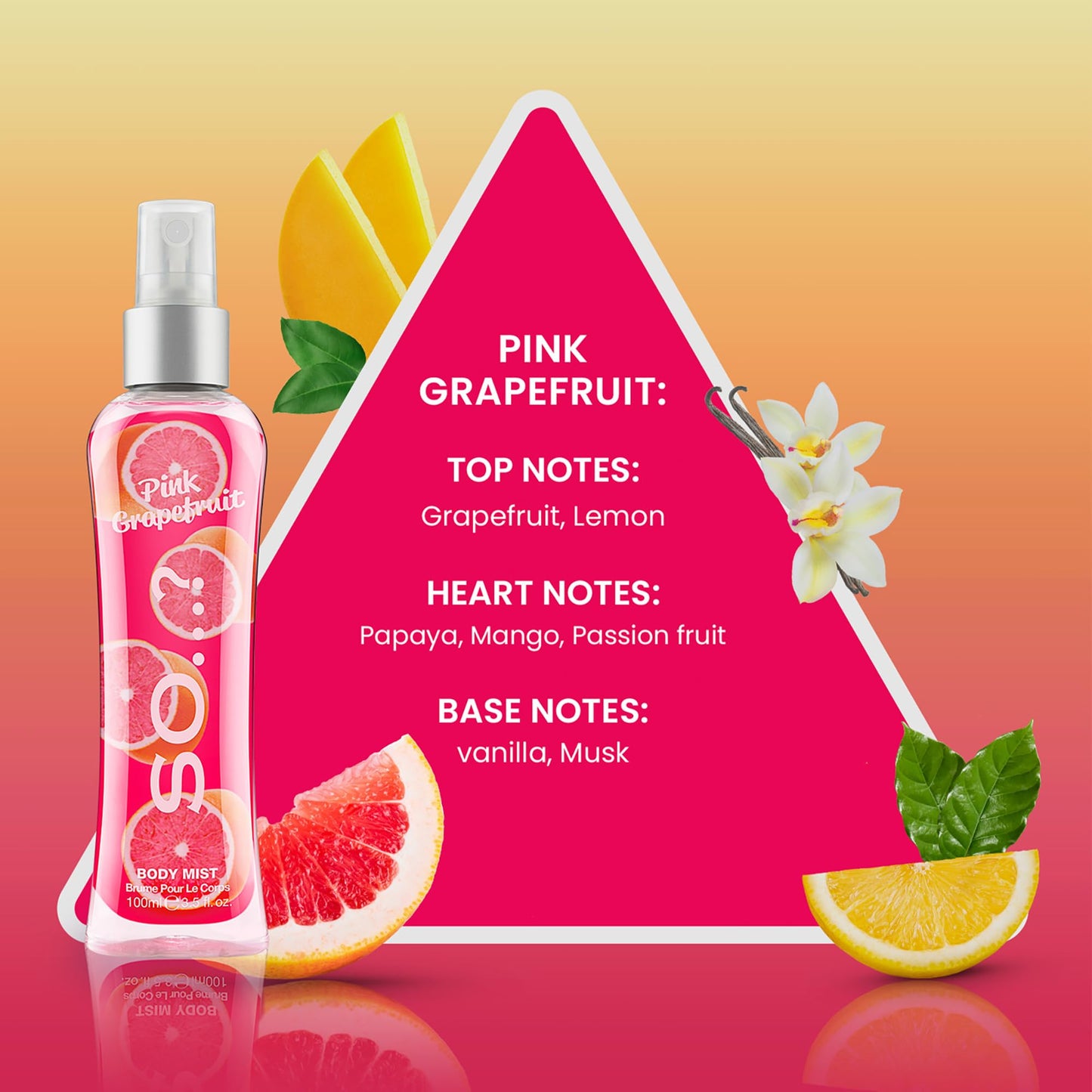 So…? Pink Grapefruit Body Mist Citrus, Fruity Body Spray for Women - Perfume for Women - Perfect Gifts - 3.5 oz